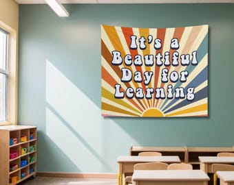Retro Sun Classroom Tapestry, Positive Teacher Decor