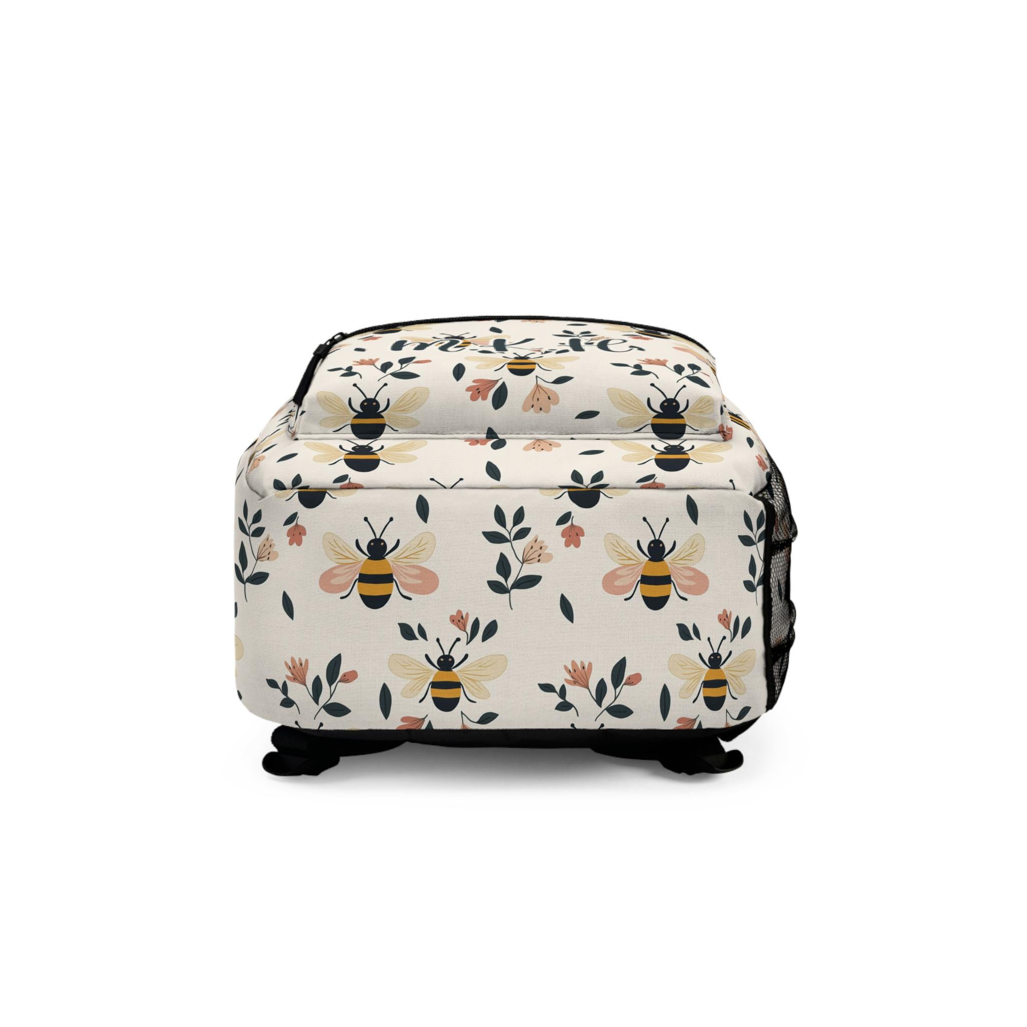 Stylish Multicolor Backpack with Bee Accent backpack_insect_busy_bee_bkgd_  main image 3