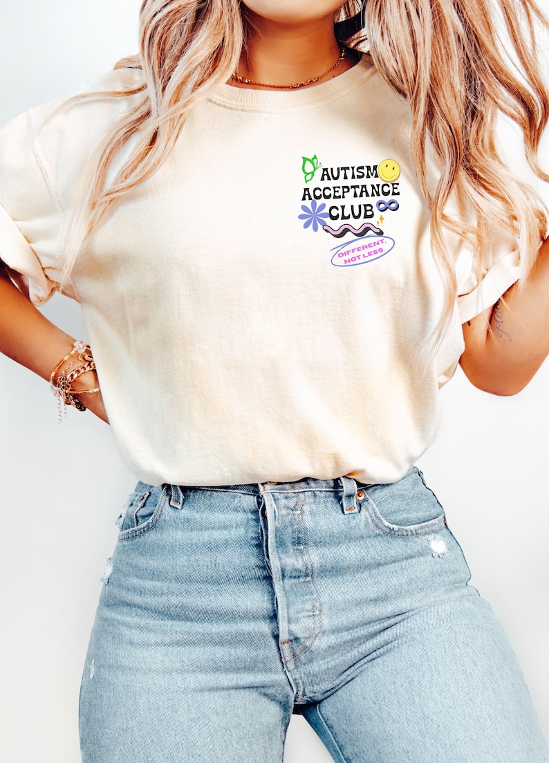 Retro Autism Acceptance Club T-shirt | Different Not Less Groovy Tee image 4