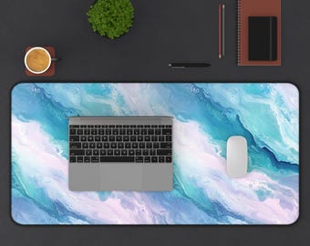 Ocean Desk Mat | Sea Wave Desk Pad for Office | Beach Aesthetic Mouse Pad | Blue Ocean Workspace Decor | Large Desk Mat for Home Office