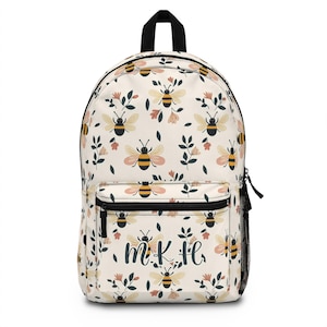 Sac à dos floral personnalisé avec abeille, sac à dos bohème bourdon pour enfants, cartable pour elle, cadeau pour étudiants, accessoires de rentrée