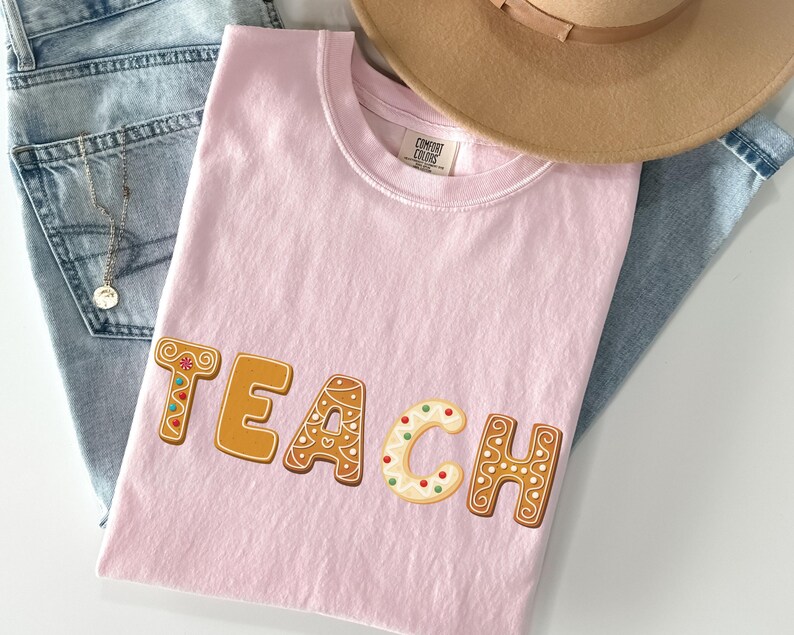 Christmas Cookie Teach T-Shirt, Holiday Teacher Apparel image 3