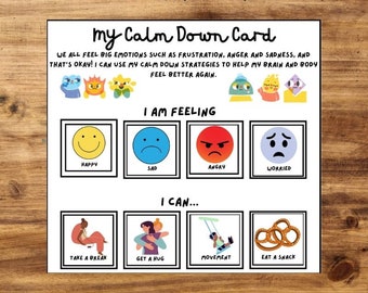 Emotional Regulation, Autism visuals, Coping Strategies, Emotions chart digital download