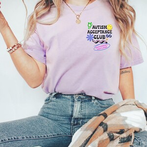 Retro Autism Acceptance Club T-shirt | Different Not Less Groovy Tee image 2