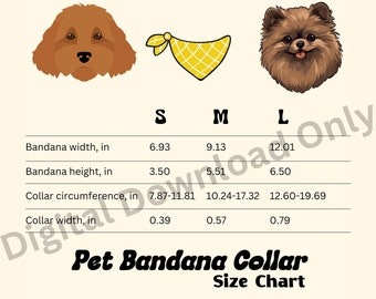 Printify Pet Bandana Collar Size Chart & Care Instructions (Digital Download)