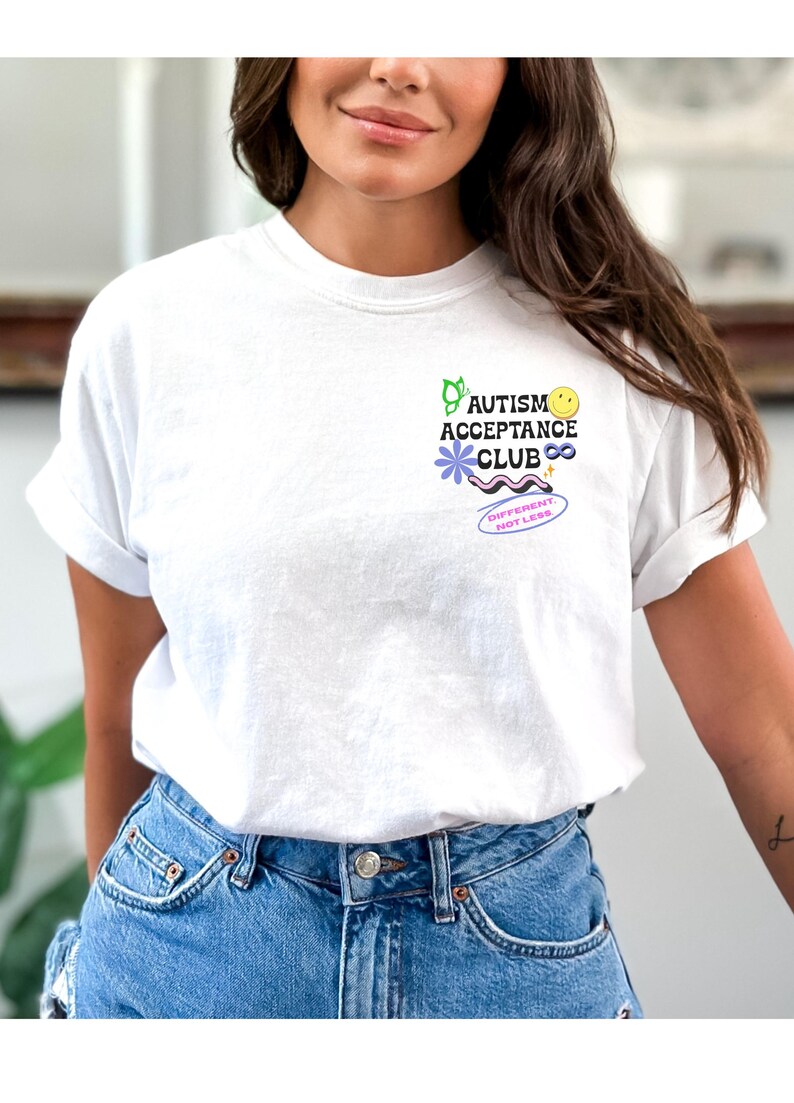 Retro Autism Acceptance Club T-shirt | Different Not Less Groovy Tee image 6