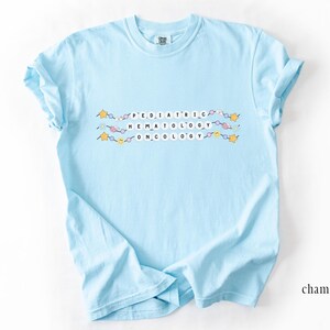 Pediatric Oncology Friendship Bracelet T-Shirt, Comfort Colors Chambray
