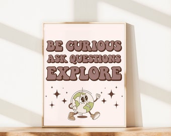 Retro Classroom Poster, Positive Affirmations, Therapist Wall Art