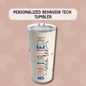 Gepersonaliseerde gedragstherapeutische beker, boho RBT-koffiebeker, cadeau voor aba-therapeut, cadeau voor gedragstherapeut, beker 20oz