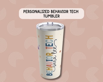 Copo térmico personalizado estilo boho para terapeuta ABA, 590 ml