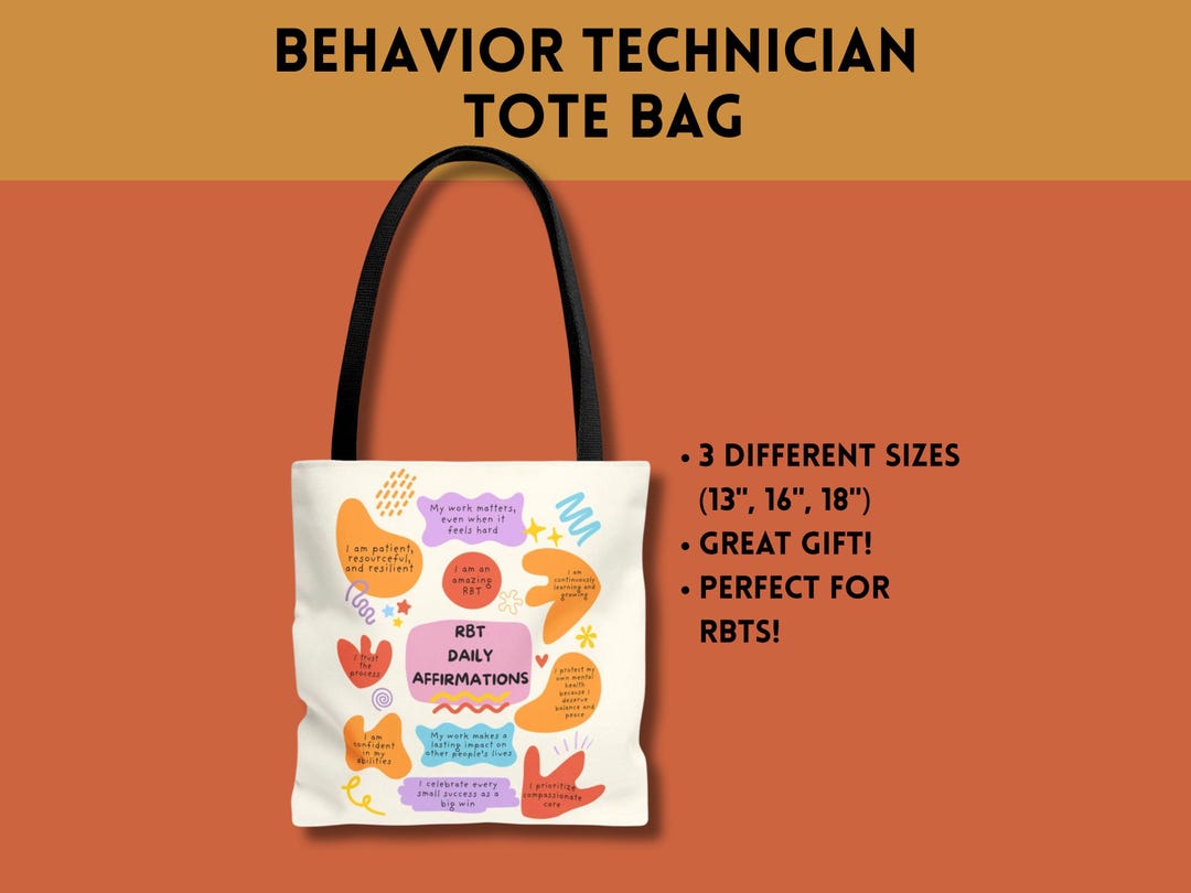 Handbag Rbt RBT Daily Affirmations Aba Therapy Tote Bag, Gift for Behavior Tech - Etsy