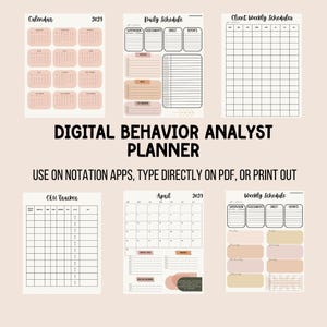 BCBA Planner 2025 / 2026 Calendar years, Behavior analyst digital planner, ABA printable schedule