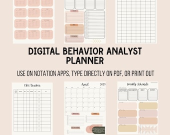 BCBA Planner 2025 / 2026 Calendar years, Behavior analyst digital planner, ABA printable schedule