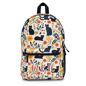 Sac à dos personnalisé chat floral, sac à dos chats bohèmes pour enfants, cartable pour elle, cadeau pour étudiants, accessoires de rentrée