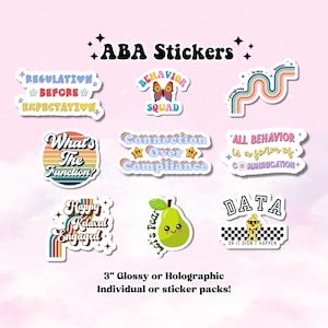 ABA stickers, behavior analysis sticker bundle, holographic rbt bcba sticker pack