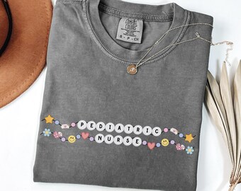 Pediatric Nurse Friendship Bracelet Graphic Tee, Comfort Colors 1717
