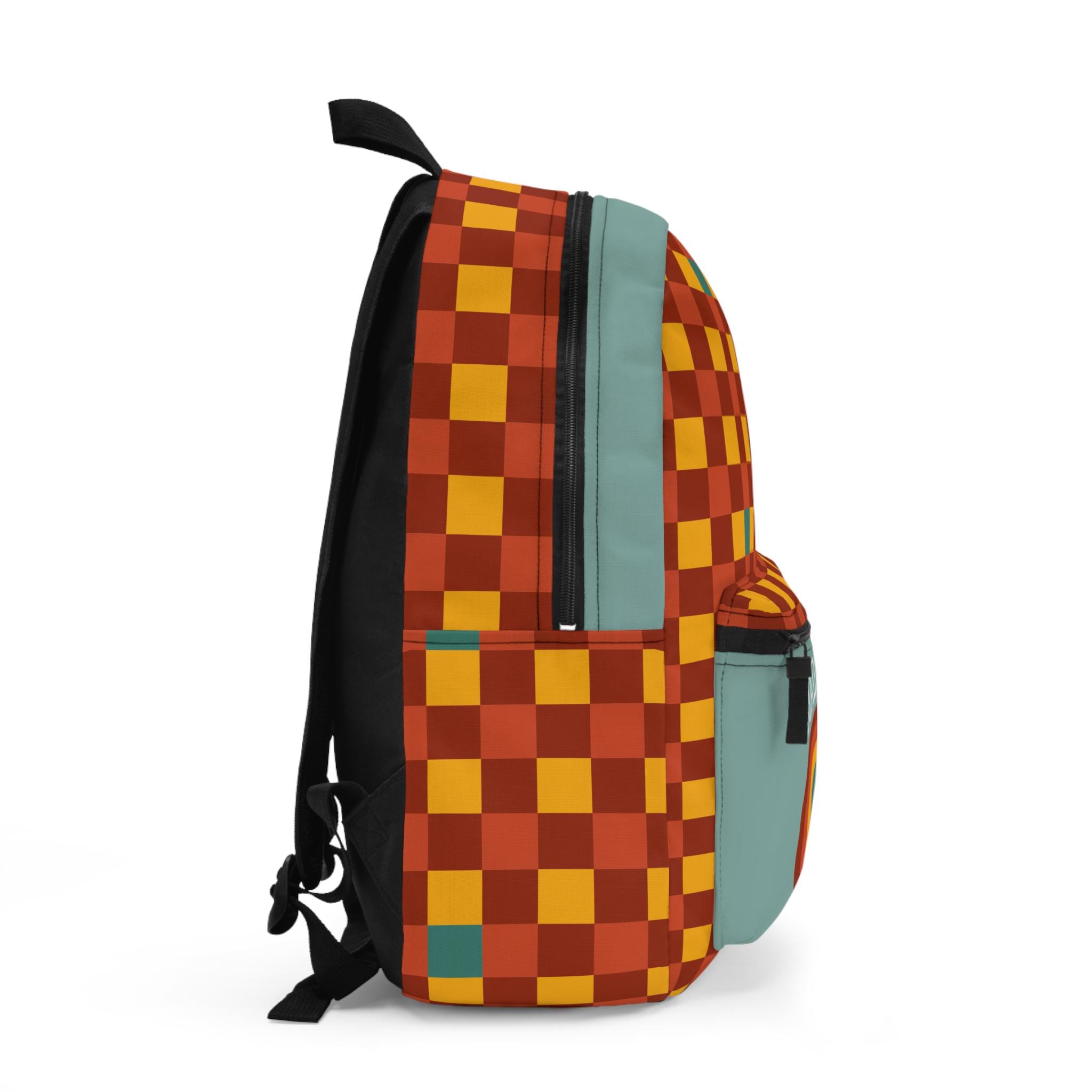Personalized 70s Checkered Rainbow Backpack, Retro School 