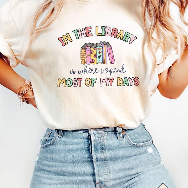 Retro Librarian Shirt, "In The Library" Comfort Colors Tee