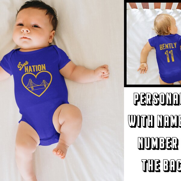 Personalized Dub Nation Baby, Golden State Basketball Toddler, Custom Bodysuit