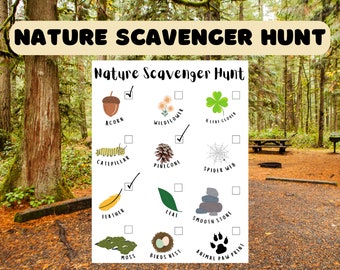 Kids Nature Scavenger Hunt, Camping Activity (Printable PDF)