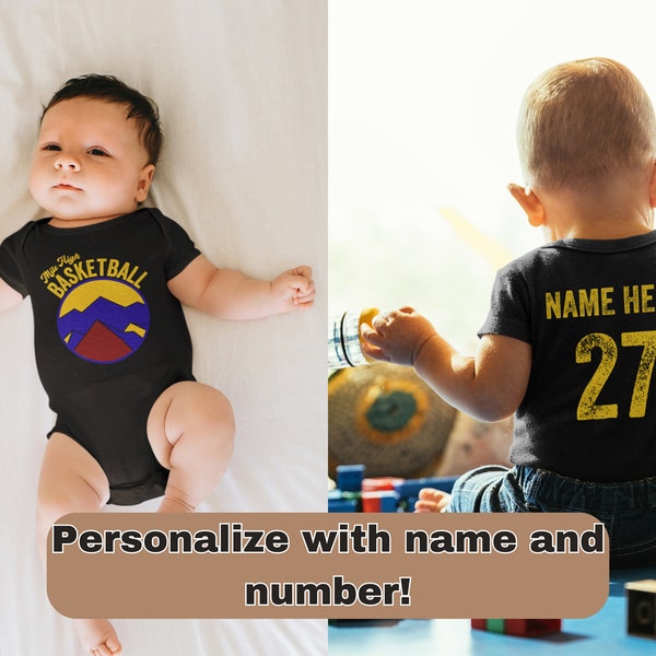 Personalized Denver Basketball Baby, Mile High City Toddler, Custom Bodysuit