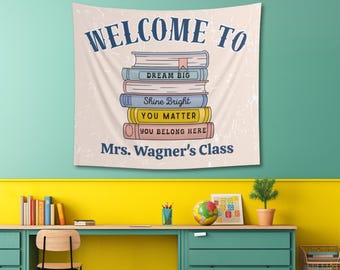 Personalized Boho Classroom Tapestry, Affirmations Decor, Teacher Gift