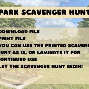 Park Scavenger Hunt, Kids Outdoor Activities, Printable Scavenger Hunt ...