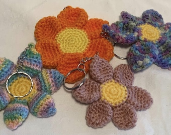 Crocheted Flower Keychain - Backpack Charm