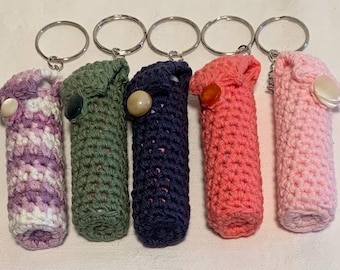 Crocheted Chapstick Holder Keychain - Set of 10