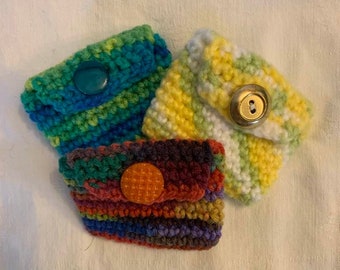 Crochet Coin Purse: Acrylic Yarn with Button Closure