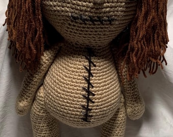Handmade Voodoo Doll: Button Eye, Customizable Hair - 18"
