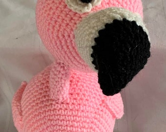 Crochet Flamingo Stuffed Animal, Pink Acrylic Yarn Decor