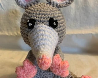 Crochet Opossum Plush Toy, Kid/Pet Friendly