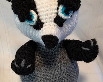 Crocheted Honey Badger Plush: Handmade Stuffed Animal