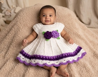 Modelo de vestido de crochê fácil para bebê | Vestido com pala para iniciantes