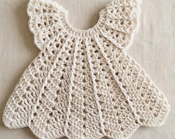 Vestido de crochê fácil para bebê, vestido de crochê feito à mão para bebê, molde em PDF para vestido de crochê de bebê