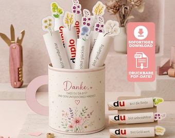„kleines Dankeschön“- Banderole – Vorlage zum Ausdrucken | Danke | Blumen | Herunterladen | Druckvorlage | Kleinigkeit | Mitbringsel