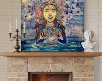 home decor Blue lotus 70x70