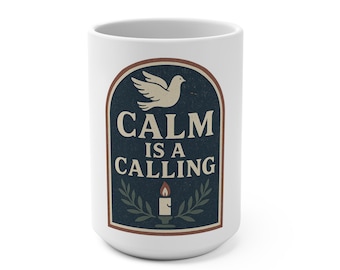 Calm Is A Calling Black Christian Mug | Faith Coffee Cup