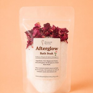 Afterglow Bath Salts - Magnesium, Bergamot & Rose Petals | Natural Aromatherapy | Hand crafted in Australia