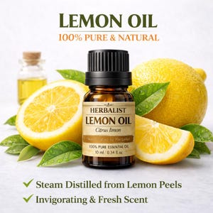 100 % ren eterisk citronolja: Ångdestillerad citrusarom för diffusor, massage, hudvård