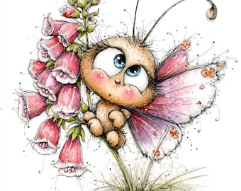 15 JPG Whimsical Spring Butterfly Clipart, Cute Butterfly Characters with Flower & Hearts, Whimsical Spring Illustrations (Digital Download)