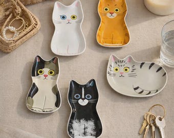 Ceramic Cat Face Sauce Dish Japanese Cat Condiment Plate Small Kitchen