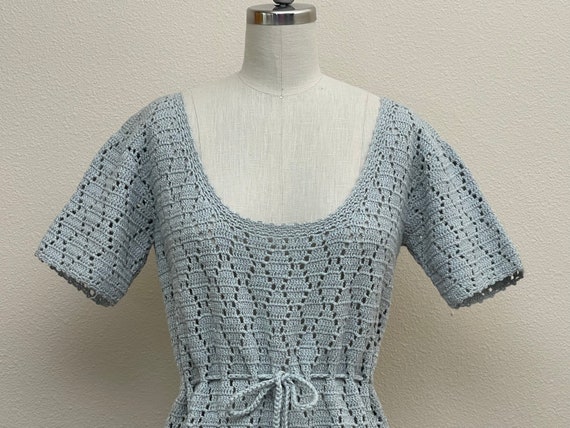 Vintage 60s Crochet Dress, 1960s Hand Crochet Lig… - image 8