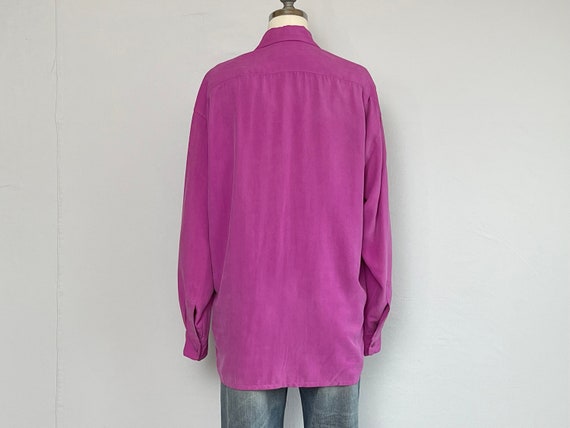 Vintage 90s Equipment Silk Blouse, 1990s Violet F… - image 7