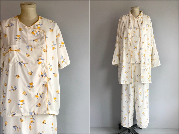 Vintage 40s 50s Rayon Pajamas / Novelty Dutch Wind