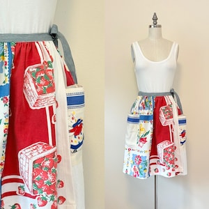 26 - 28 Taille Vintage Patchwork Wickelrock, Erdbeere Blumendruck Wickelrock, Sommer Mode Baumwolle Gemusterter Rock