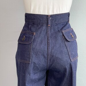 Vintage 70er Jahre Dark Denim Jeans, 1970er Jahre Deadstock High Waist Schlaghose mit weitem Bein Bild 8