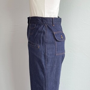 Vintage 70er Jahre Dark Denim Jeans, 1970er Jahre Deadstock High Waist Schlaghose mit weitem Bein Bild 6