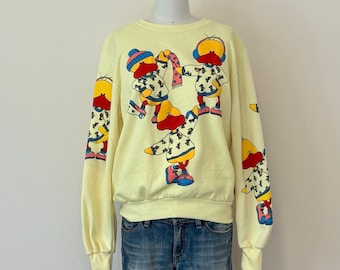 Vintage 80s Duck Sweatshirt, 1980s Screen Print Top, BJ Frog Novelty Print Sweatshirt